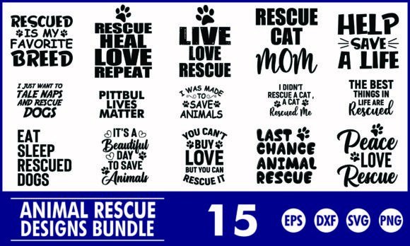 Animal Rescue T-Shirt Designs Bundle: Craft with Heart