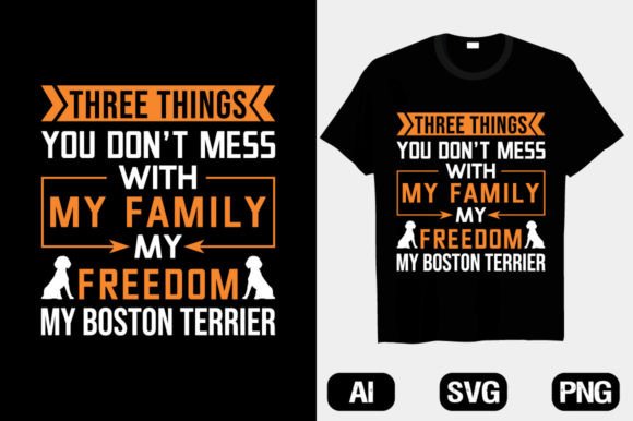 Boston Terrier Typography T-shirt V 35 Graphics
