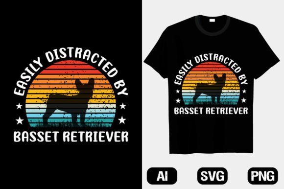 Easily Distracted by Basset T-Shirts 2 Graphics